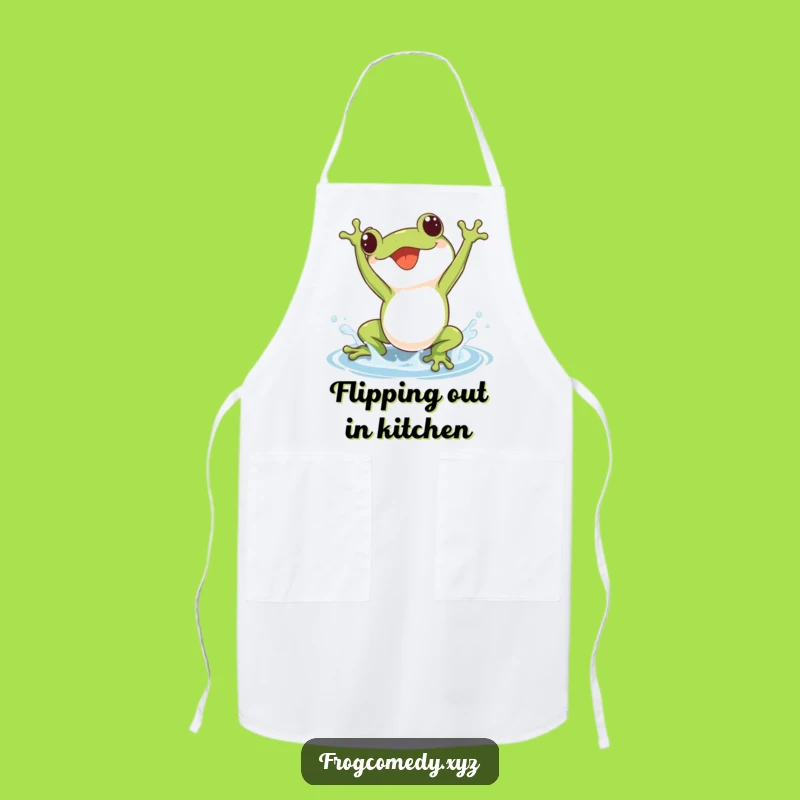 Kawaii Frog Splash Apron: Cook with Joyful Playfulness