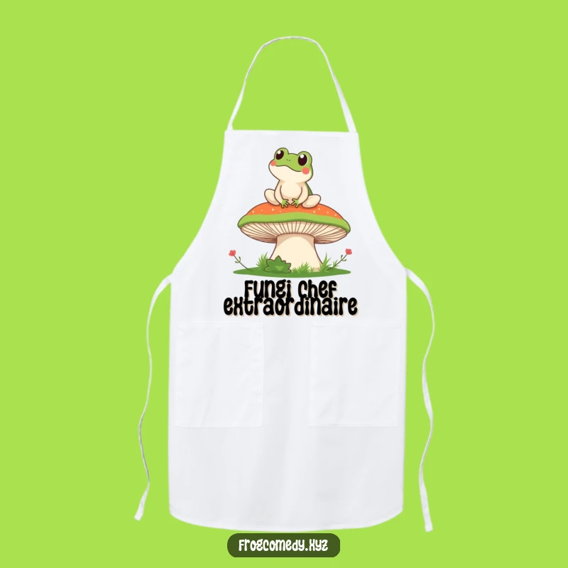 Funny Kawaii Frog Mushroom Apron: Chef's Whimsical Kitchen Gift