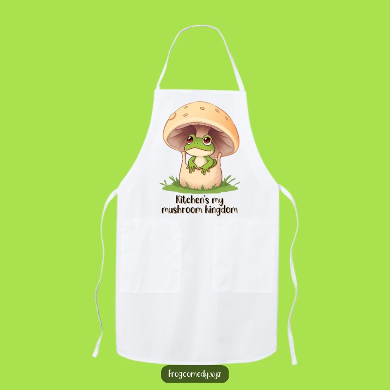 Funny Curious Frog Mushroom Apron - Kitchen Magic for Chefs