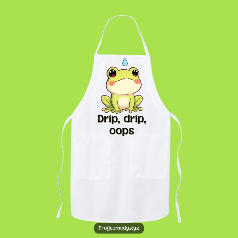 Funny Kawaii Frog Apron: Cooking Surprise by Raindrop, Hilarious Gift!