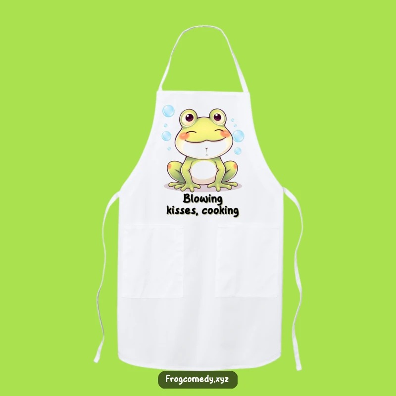 Funny Kawaii Frog Bubbles Grin Apron - Kitchen Fun - Funny Gift