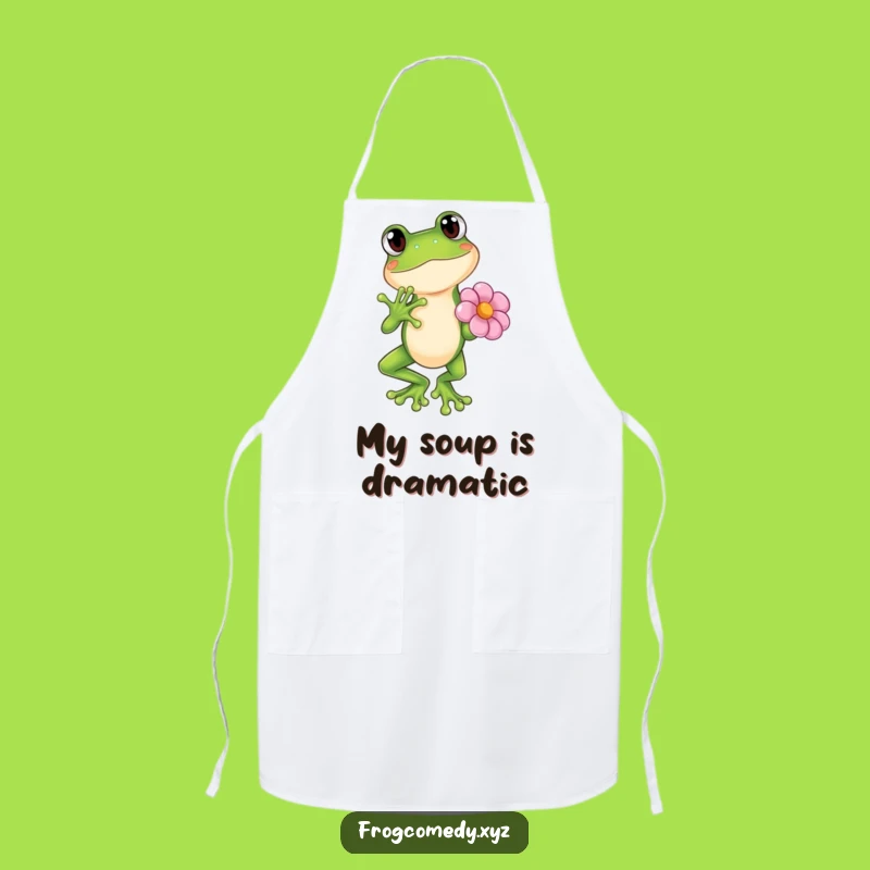 Funny Kawaii Frog Dramatic Pose Apron - Cute Kitchen Accessory