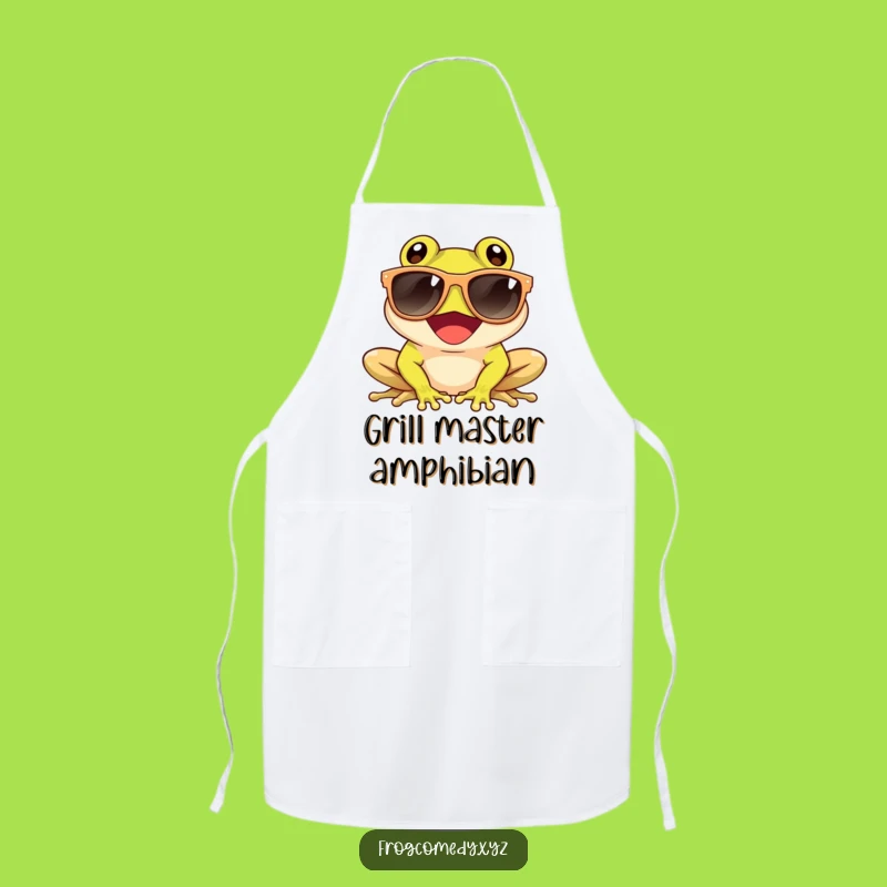Funny Sunglasses Frog Apron: Giggling Amphibian Sun, Kitchen & Cool Humor Gift