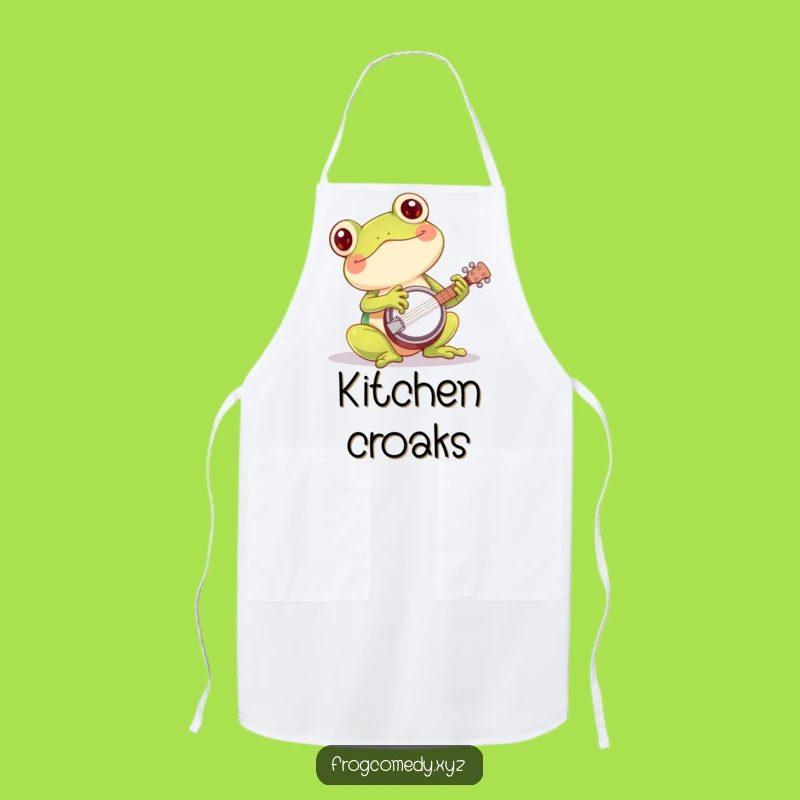 Funny Kawaii Frog Banjo Apron: Kitchen Amphibian for Hilarious Cooking