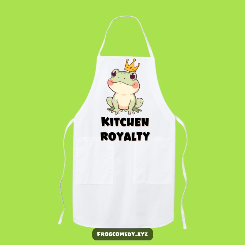 Funny Kawaii Frog Crown Apron: Royal Kitchen Amphibian for Hilarious Meals