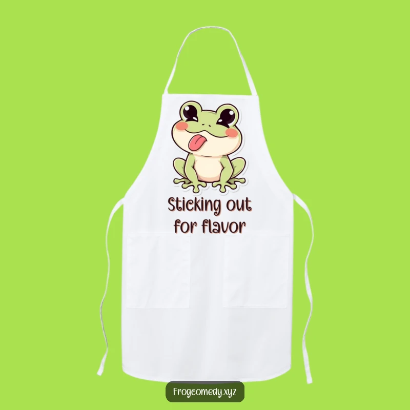 Funny Kawaii Frog Tongue Wink Apron - Kitchen Mischief - Funny Gift