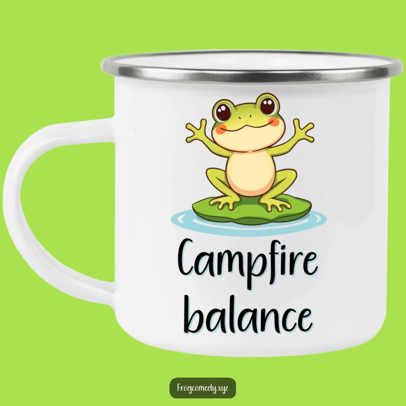 Funny Kawaii Frog Camping Mug - Balancing Act Adventure