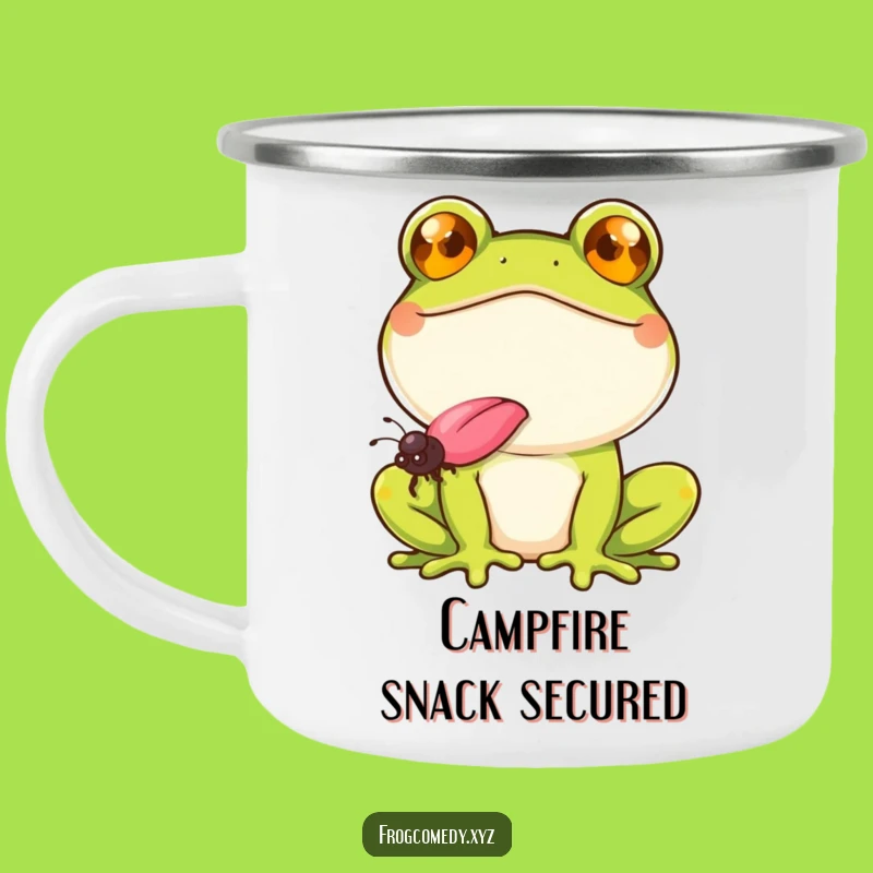 Funny Smiling Frog Camping Mug: Fly Catching Outdoor Gift