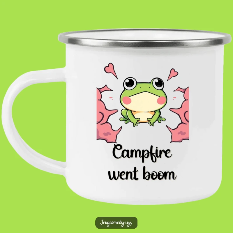 Funny Kawaii Frog Boom Camping Mug: Surprise Reaction Adventure Cup