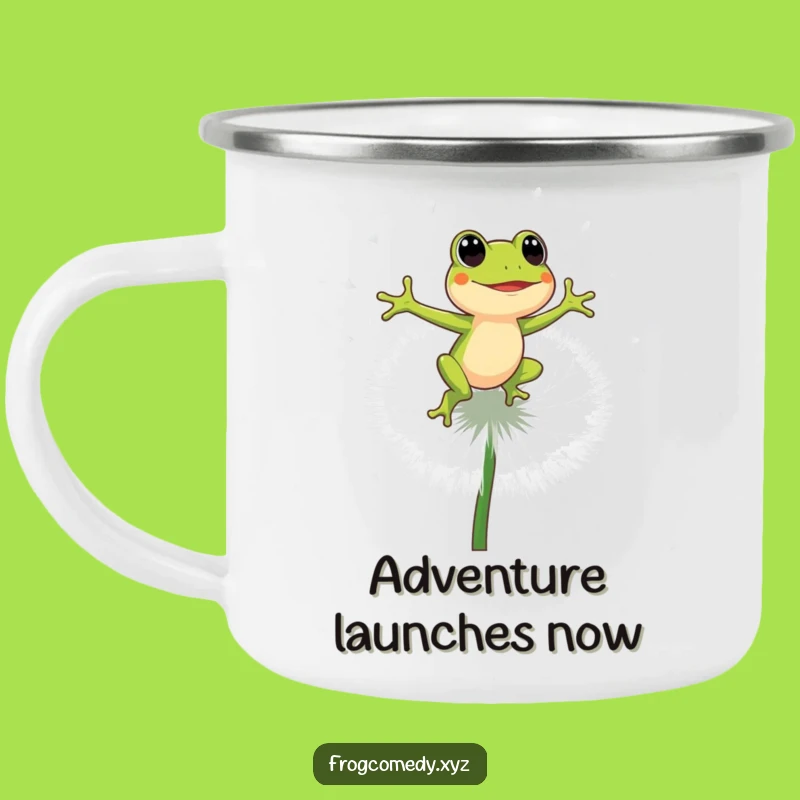 Funny Energetic Frog Camping Mug - Outdoor Dandelion Jump Gift