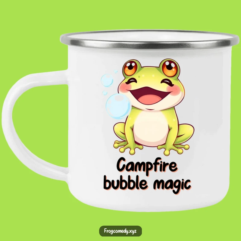 Funny Kawaii Frog Bubble Camping Mug: Outdoor Cute Humor, Perfect Gift