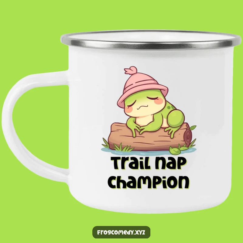 Funny Sleepy Frog Camping Mug: Adventure Fuel with Humor