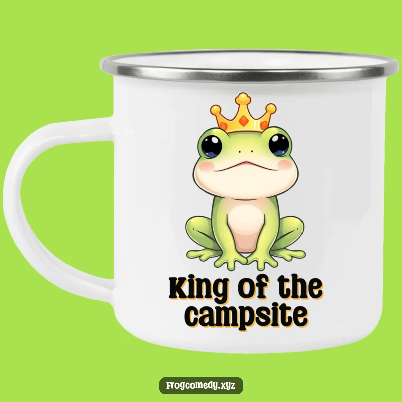 Funny Regal Frog King Camping Mug: Royal Amphibian Outdoors, Perfect Funny Gift for Kings
