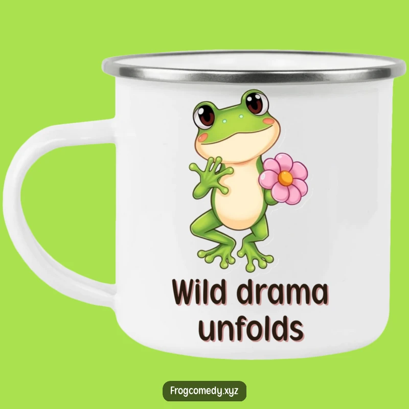 Funny Kawaii Frog Dramatic Pose Camping Mug - Outdoor Adventure Gift