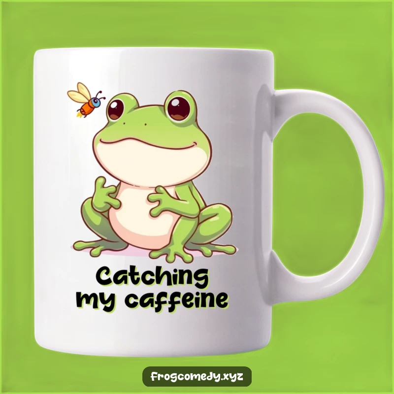 Funny Frog Fly Mug: Grinning Hunter Delight, Perfect Funny Gift for Wittty People