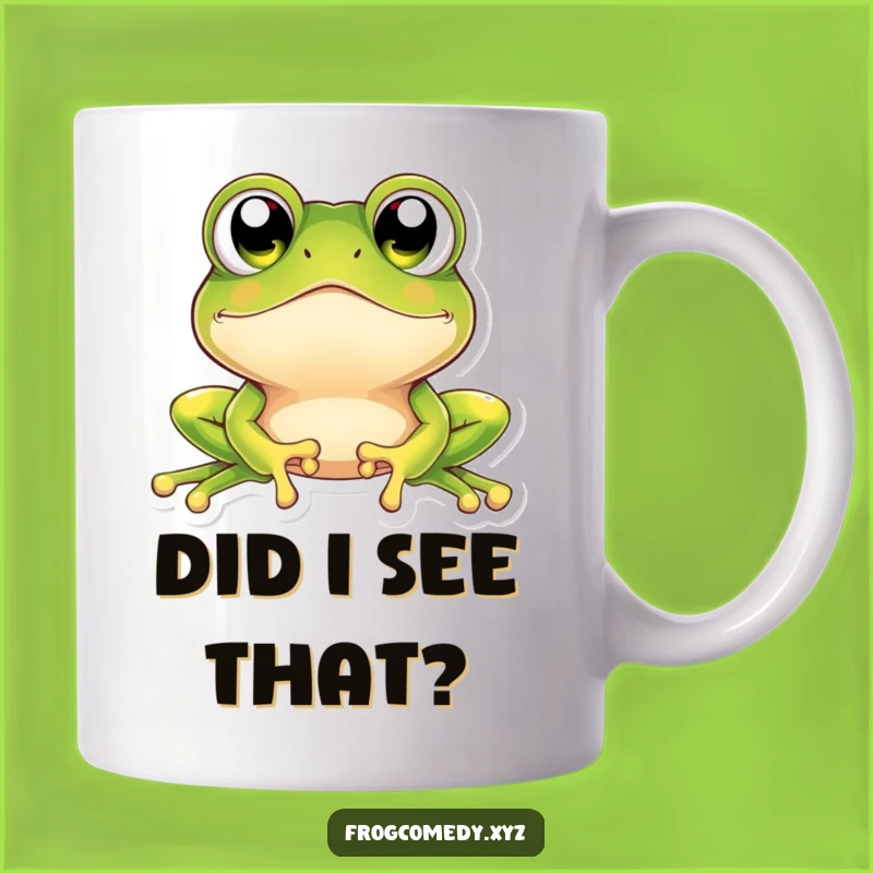 Funny Kawaii Frog Mug: Wide-Eyed Amazement, Perfect Funny Gift for All