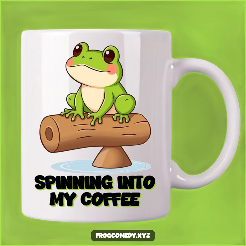 Funny Frog Balancing Log Mug: Hilarious Amphibian Acrobatics, Perfect Funny Gift