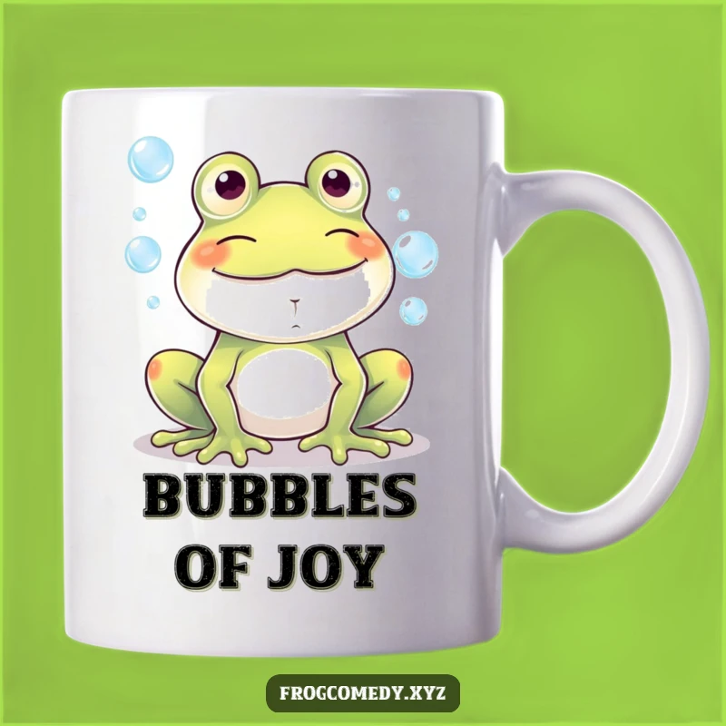 Funny Kawaii Frog Bubbles Grin Mug - Hilarious Gift for Bubble Lovers