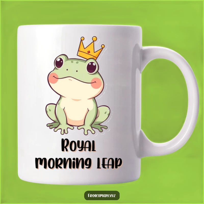 Funny Kawaii Frog Crown Mug: Regal Amphibian for a Hilarious Gift