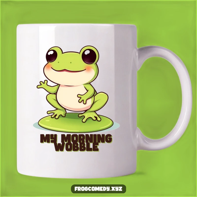 Funny Kawaii Frog Lily Pad Mug: Wobbling Laughter Humor, Perfect Gift