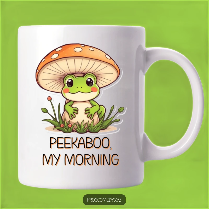 Funny Kawaii Frog Mushroom Mug: Adorable and Humorous Gift for Nature Lovers