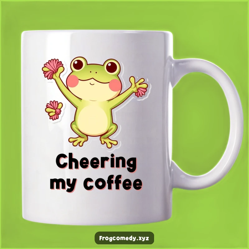 Funny Kawaii Frog Pom-Pom Mug: Enthusiastic and Humorous Gift