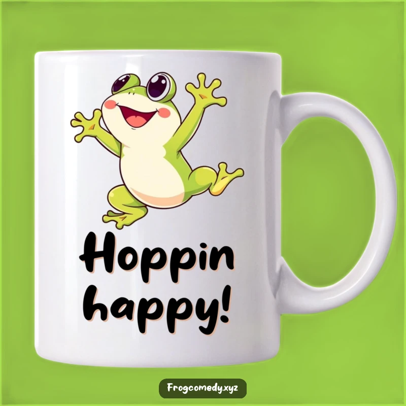 Funny Kawaii Frog Mug - Joyful Leaping Character, Cute Gift