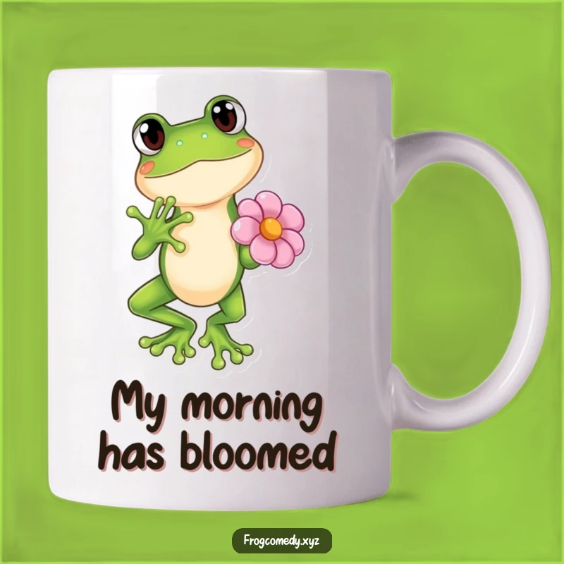 Funny Kawaii Frog Flower Pose Mug - Adorable Anime Gift for Her