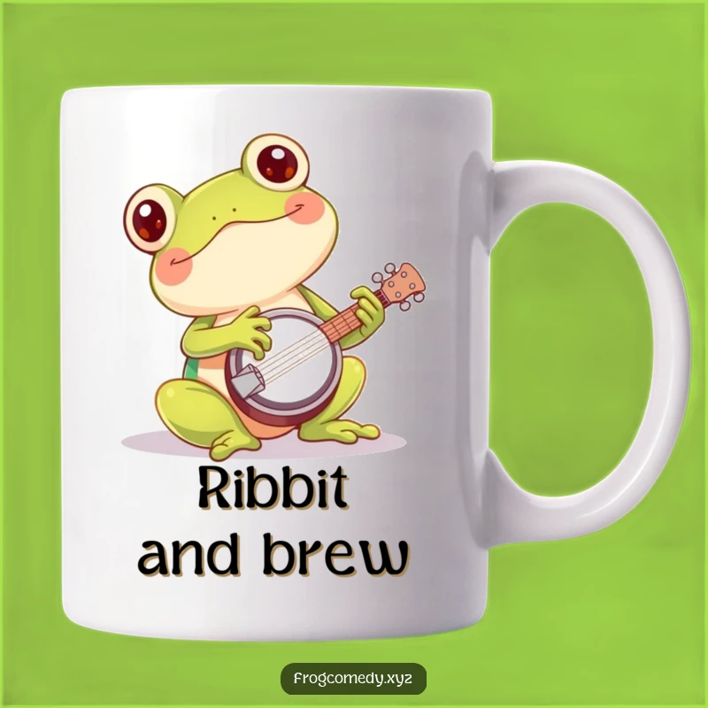 Funny Kawaii Frog Banjo Mug: Musical Amphibian for a Hilarious Gift