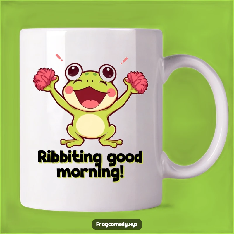 Funny Kawaii Frog Mug: Cheerful Pom-Pom Fan Gift for Energetic Mornings!