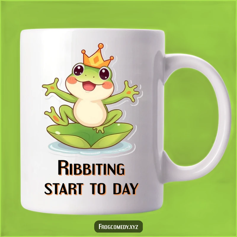 Funny Kawaii Frog Crown Mug: Royal Leap Design, Perfect Funny Gift for Frog Lovers