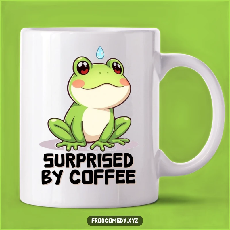 Funny Kawaii Frog Raindrop Mug: Surprised and Humorous Gift Idea