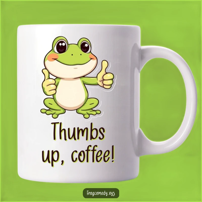 Funny Happy Frog Thumbs Up Mug: Positive Vibes, Perfect Funny Gift