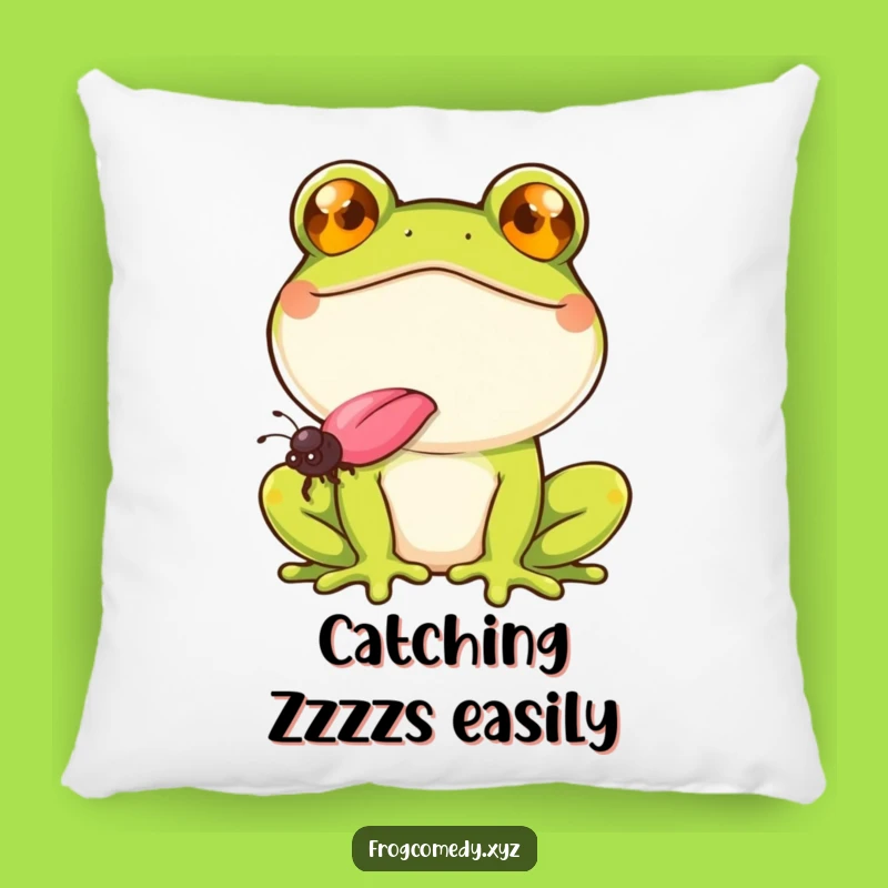Funny Smiling Frog Pillow: Fly Catching Comfort Gift