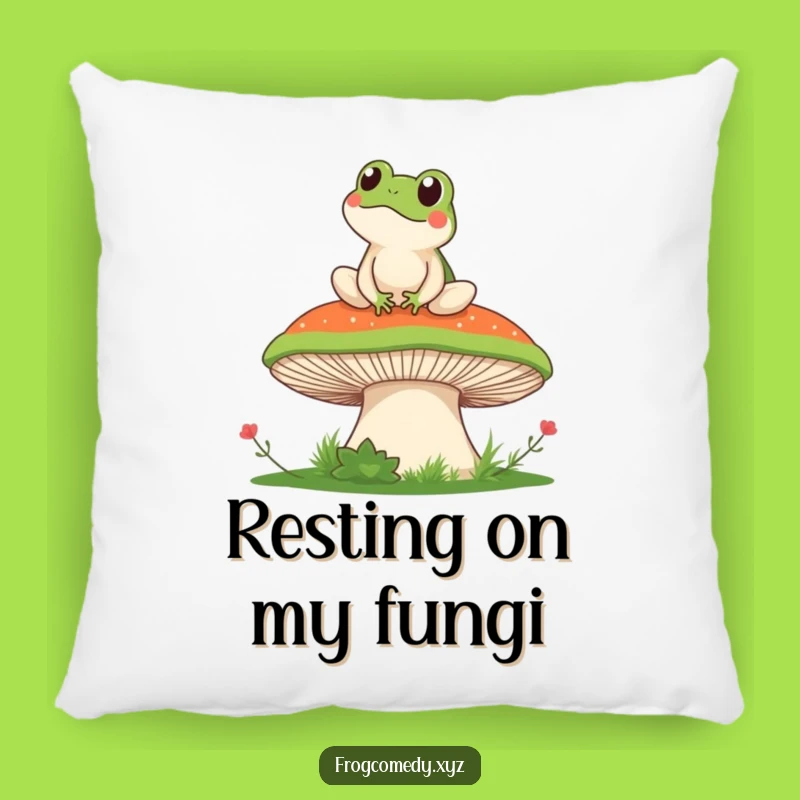 Cute Kawaii Frog Mushroom Pillow: Funny Accent Pillow, Cozy Gift