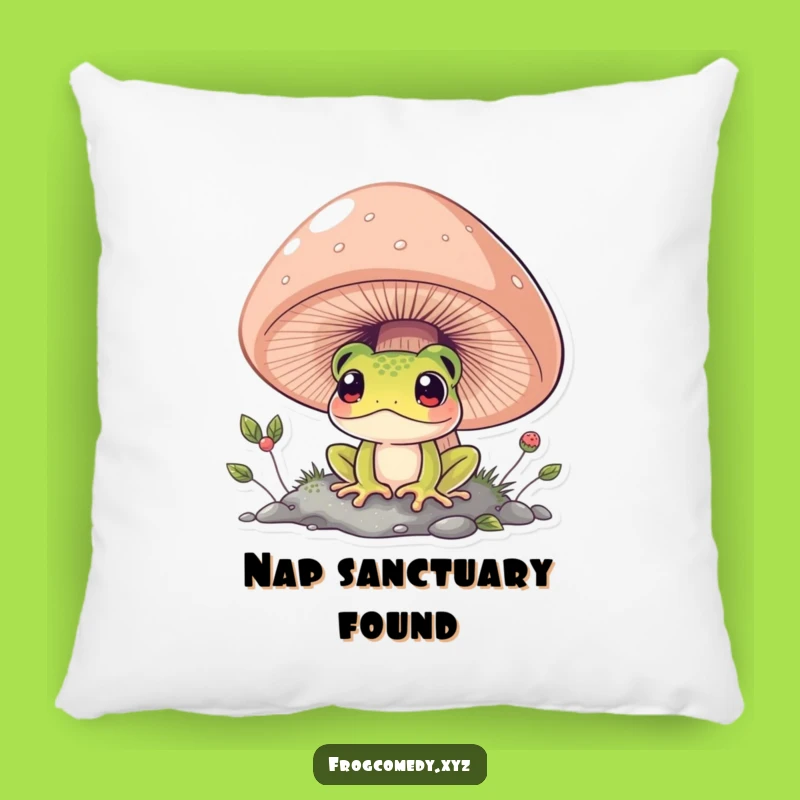 Funny Curious Frog Pillow - Cozy Mushroom Comfort Gift