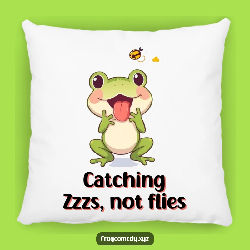 Funny Frog Fly Catcher Pillow: Cozy Comfort with Comedic Action