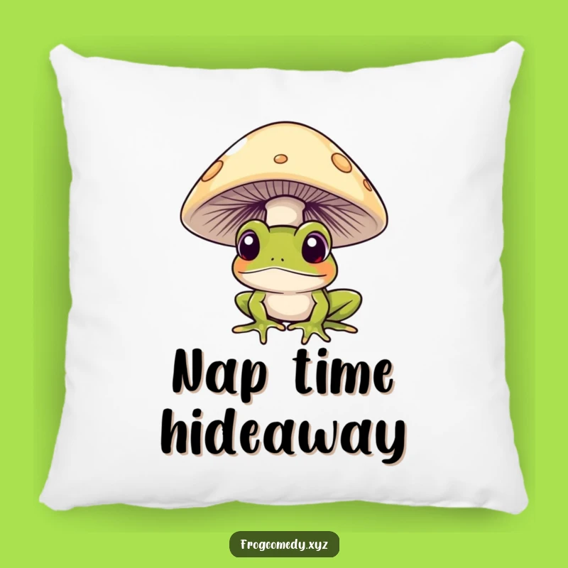 Funny Curious Frog Pillow: Mushroom Peek Comfort Gift