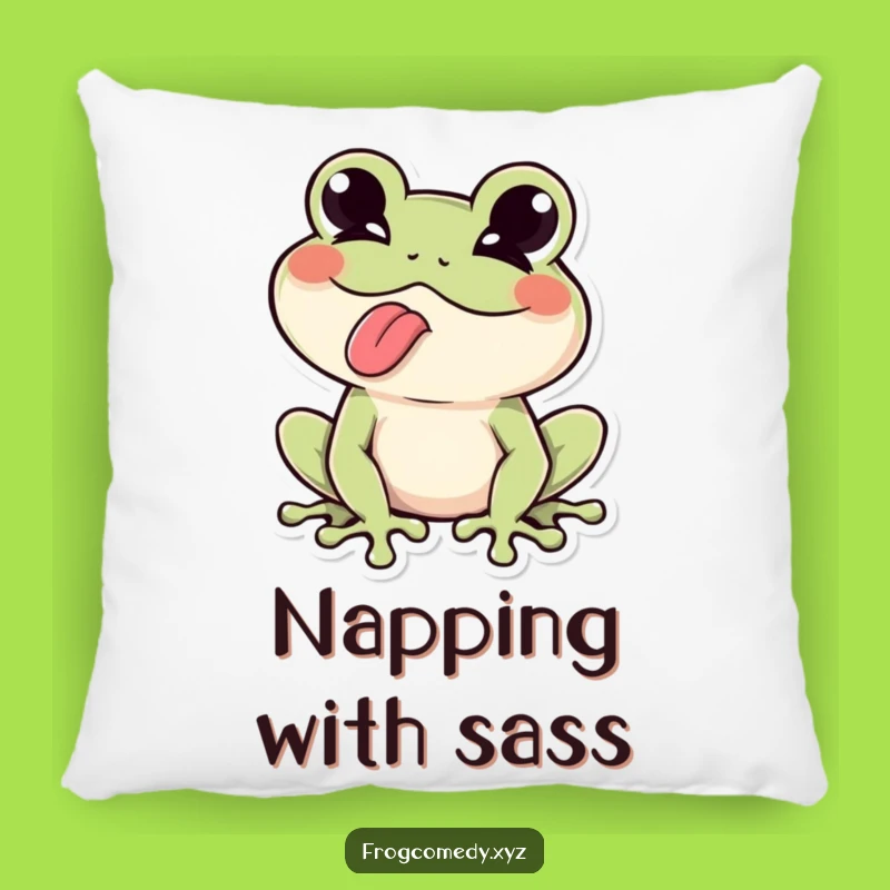 Funny Kawaii Frog Tongue Wink Pillow - Cozy & Cheeky Funny Gift