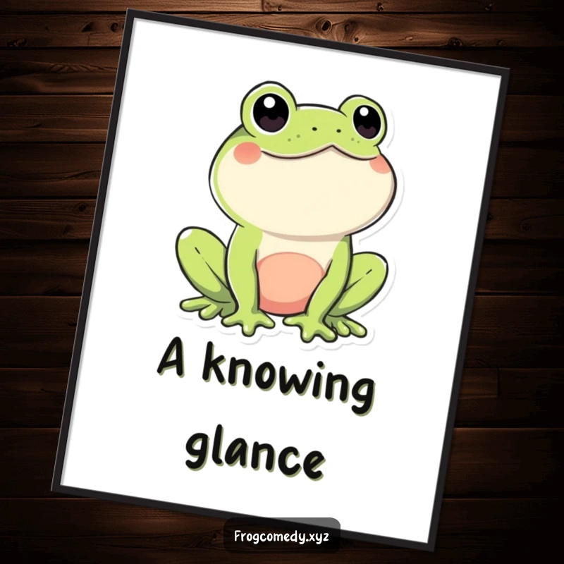 Funny Kawaii Frog Digital Art Print: High-resolution artwork of a playful Kawaii frog winking at the viewer, perfect for digital display or printing.