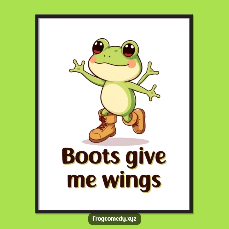 Funny Kawaii Frog Boots Leap Digital Art - Instant Joy - Funny Gift