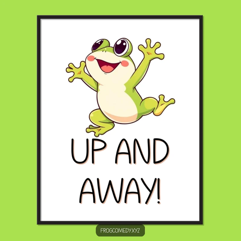 Funny Kawaii Frog Digital Art - Instant Cheerful Decor Download