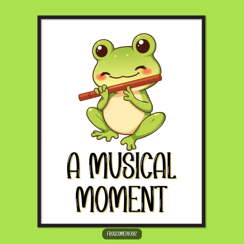 Funny Kawaii Frog Digital Art - Instant Musical Decor Download