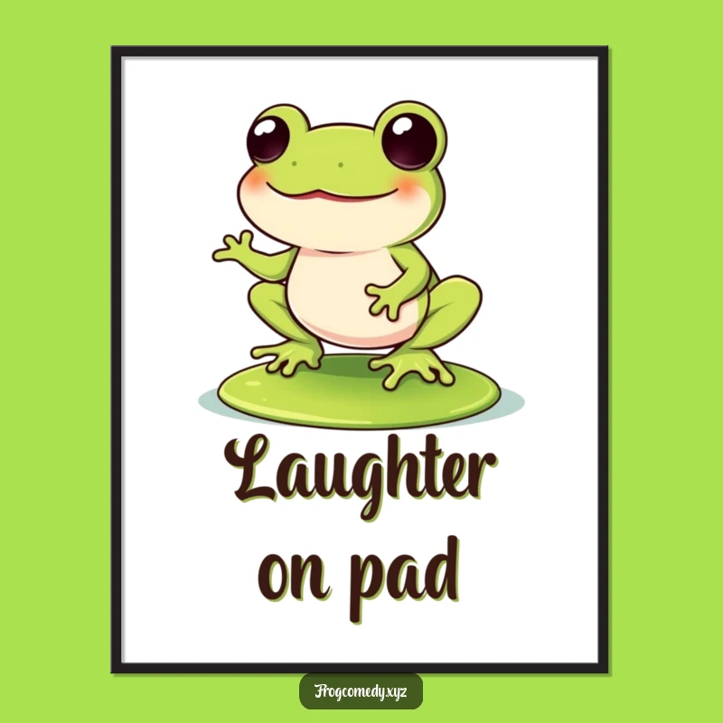 Funny Kawaii Frog Lily Pad Digital Art: Instant Laughter Humor, Perfect Gift