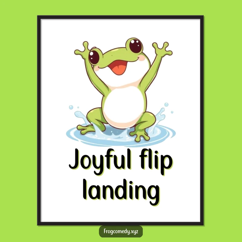Kawaii Frog Splash Digital Art: Joyful Charm for Your Space