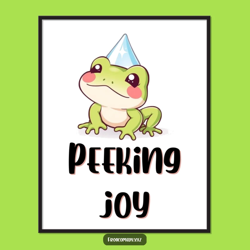 Funny Kawaii Frog Peek Digital Art: Instant Charm for Your Walls