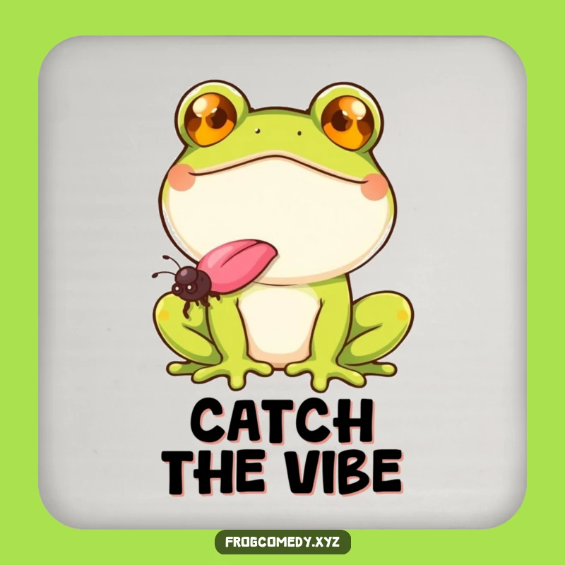Funny Smiling Frog Coasters: Fly Catching Protection Gift