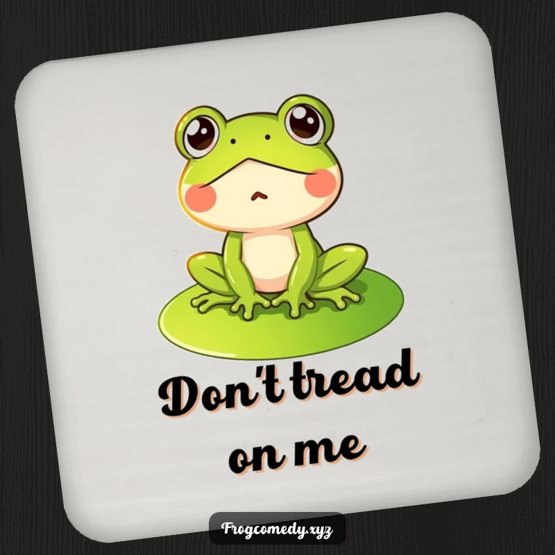 Funny drink coaster featuring a frog with a surprised expression on a lily pad, adding a humorous touch to drink service.