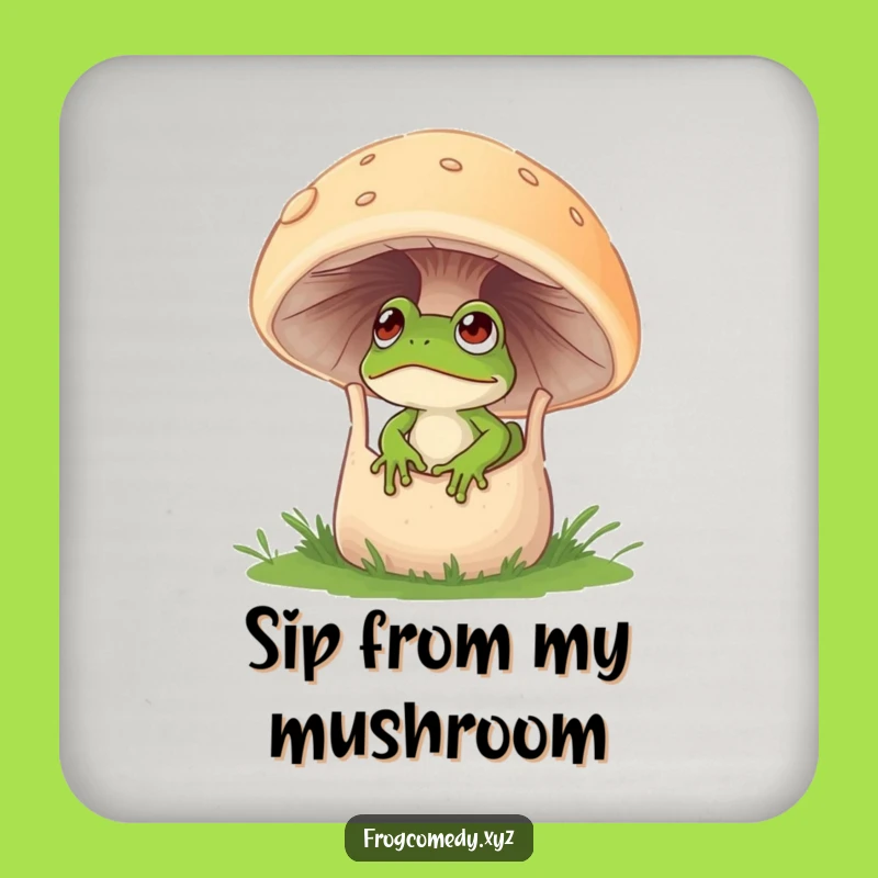 Funny Frog Mushroom Drink Coaster Set - Protect Surfaces Humorously