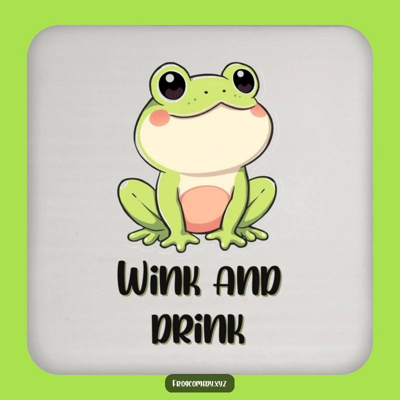 Funny Kawaii Frog Coaster: Playful Wink Protector, Cute Cheeky Funny Gift!